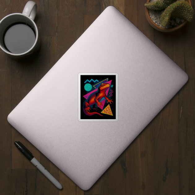 Retro Neon Rough-skinned Newt by Reptiq's Store